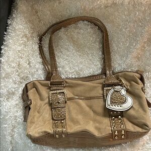 Kathy Van Zeeland Brown Shoulder Bag with Heart Accent